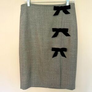 JCrew Wool Pencil Skirt w/ Velvet Bows